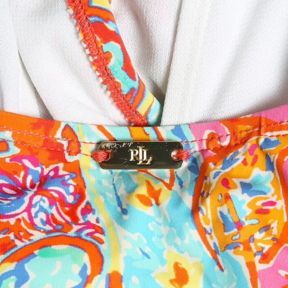 LAUREN RALPH LAUREN Amara Patchwork Surplice One-Piece Swimsuit Size 16